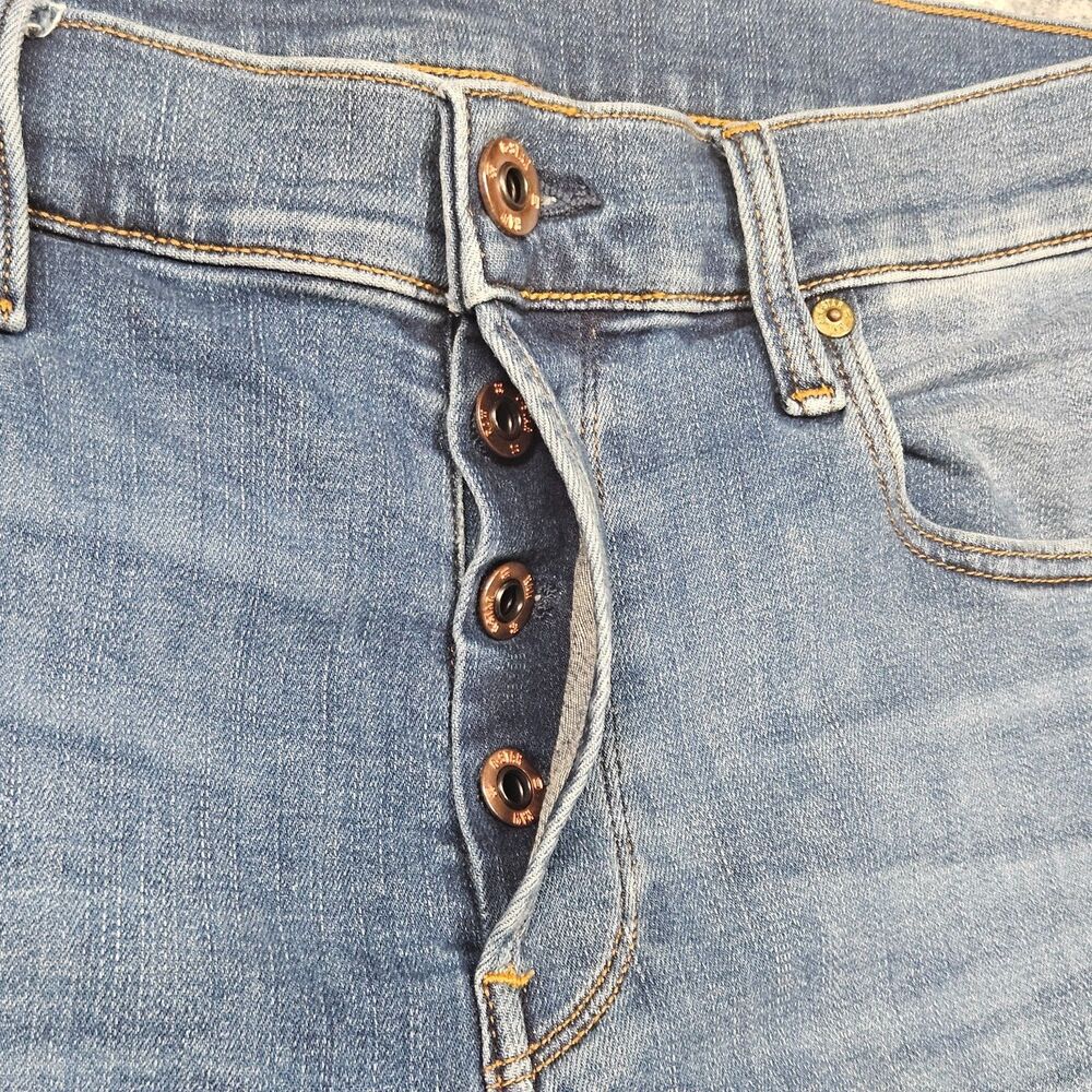 G Star Raw Jeans Mens 31x30 Blue Denim Slim Button Fly Light Wash Stretch 3301 - Picture 3 of 15